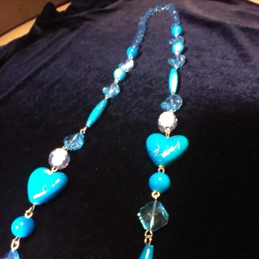 Beautiful Multi Beaded Necklace with Hearts
